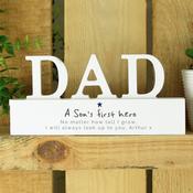 Personalised A Sons First Hero Wooden Dad Ornament - ForYou.ie