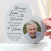 Personalised Botanical Memorial Photo Upload Free Standing Heart Ornament - ForYou.ie