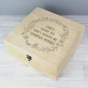 Personalised Floral Wreath Large Wooden Keepsake Box - ForYou.ie image