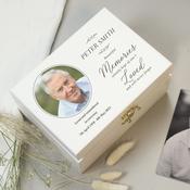 Personalised Memorial Photo Upload White Wooden Box - ForYou.ie