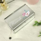 Personalised Floral Mirrored Jewellery Box - ForYou.ie