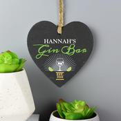Personalised Gin Bar Slate Heart Decoration - ForYou.ie