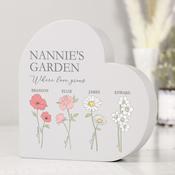 Personalised Flower of the Month Family Heart Ornament - ForYou.ie image