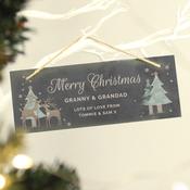 Personalised Christmas Reindeer Hanging Slate Plaque - ForYou.ie