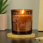 Personalised January Birth Flower Amber Glass Candle - ForYou.ie