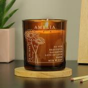 Personalised April Birth Flower Amber Glass Candle - ForYou.ie
