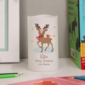 Personalised Christmas Reindeer LED Candle - ForYou.ie