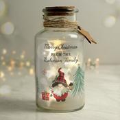 Personalised Gonk Christmas Scene LED Glass Jar - ForYou.ie