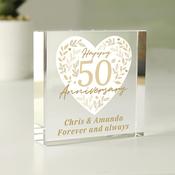 Personalised 50th Golden Wedding Anniversary Crystal Token - ForYou.ie