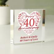 Personalised 40th Ruby Wedding Anniversary Crystal Token - ForYou.ie