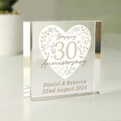 Personalised 30th Pearl Wedding Anniversary Crystal Token - ForYou.ie