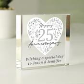 Personalised 25th Silver Wedding Anniversary Crystal Token - ForYou.ie