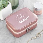 Personalised Wreath Pink Travel Jewellery Case - ForYou.ie