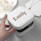 Personalised Animal Print White Travel Jewellery Case - ForYou.ie