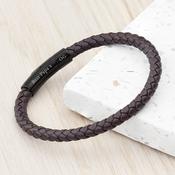 Personalised Mens Woven Brown Leather Bracelet - ForYou.ie