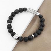 Personalised Men's Silver Skull Beaded Bracelet - ForYou.ie