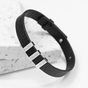 Personalised Men's Soho Tag Black Leather Bracelet - ForYou.ie