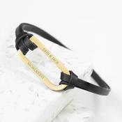 Personalised Men's Shoreditch Gold Bar Black Leather Bracelet - ForYou.ie