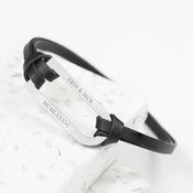 Personalised Men's Shoreditch Silver Bar Black Leather Bracelet - ForYou.ie