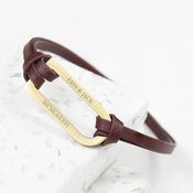 Personalised Men's Shoreditch Gold Bar Brown Leather Bracelet - ForYou.ie