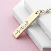 Personalised Birth Flower Bar Necklace - ForYou.ie