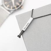Personalised Black and Silver Square Hidden Message Capsule Men's Necklace - ForYou.ie
