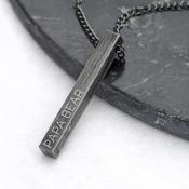 Personalised Men's Brushed Gunmetal Solid Bar Necklace - ForYou.ie