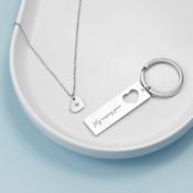 Personalised Love Heart Necklace &amp; Keyring Set - ForYou.ie