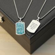 Personalised Men's Blue Turquoise Dog Tag Necklace - ForYou.ie