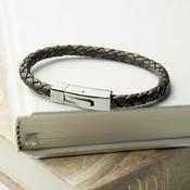 Personalised Men's Leather Bracelet With Tube Clasp - ForYou.ie