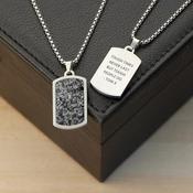 Personalised Men's Snowflake Obsidian Dog Tag Necklace - ForYou.ie