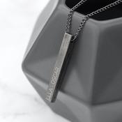 Personalised Men's Solid Bar Necklace - Brushed Gunmetal - ForYou.ie