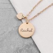 Personalised Summer Style Heart and Disc Necklace - Rose Gold - ForYou.ie