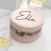 Personalised Blush Pink Round Jewellery Case - ForYou.ie