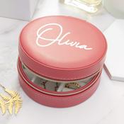 Personalised Coral Round Jewellery Case - ForYou.ie