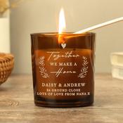 Personalised Engraved Home Amber Glass Candle - ForYou.ie image