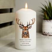 Personalised Watercolour Stag Pillar Candle - ForYou.ie image