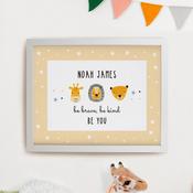 Personalised Scandi Animals White Poster Frame - ForYou.ie image