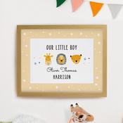 Personalised Safari Animals Oak Poster Frame - ForYou.ie image