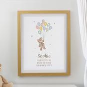 Personalised Teddy Balloon Oak Poster Frame - ForYou.ie image