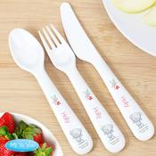 Personalised Tiny Tatty Teddy Woodland Animal 3 Piece Cutlery Set - ForYou.ie image