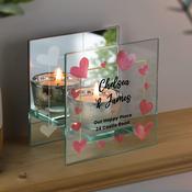 Personalised Hearts Mirrored Glass Tealight Holder - ForYou.ie image