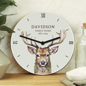 Personalised Watercolour Stag Wooden Clock - ForYou.ie image
