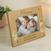 Personalised Floral Bee 6x4 Oak Finish Photo Frame - ForYou.ie image