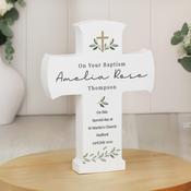 Personalised Botanical Cross Wooden Ornament - ForYou.ie
