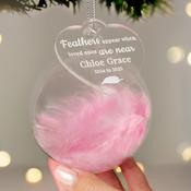Personalised Pink Memorial Feather Bauble - ForYou.ie