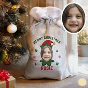 Personalised Photo Upload Elf Christmas Sack - ForYou.ie