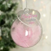 Personalised My 1st Christmas Pink Feather Bauble - ForYou.ie