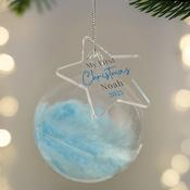 Personalised My 1st Christmas Blue Feather Bauble - ForYou.ie image