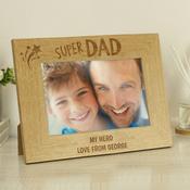 Personalised Super Dad 6x4 Landscape Wooden Photo Frame - ForYou.ie
